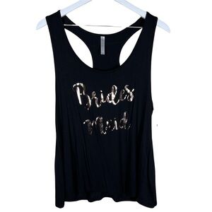 David’s Bridal “Bridesmaid” Black Racer Back Tank Top NWT Large